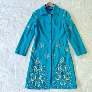 Mark Jacobs vintage light blue coat embroidery wool blend
